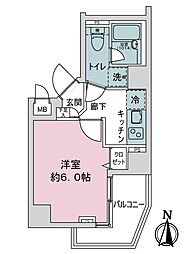 ガーラ文京本駒込 1Kの間取り