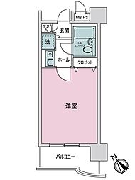 ライオンズマンション康生通第2 1Kの間取り