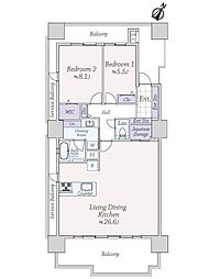 アルトゥーレ美浜 2LDKの間取図画像