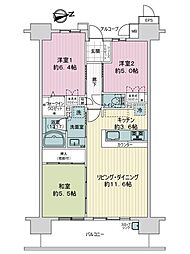 サーパスシティ栗林公園イーストテラス 3LDKの間取図画像