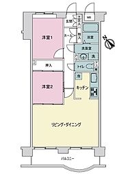 朝日プラザメルクマール眉山東 2LDKの間取図画像