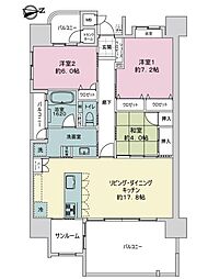 グランドパレスプライムスクエア鹿児島中央 3LDKの間取図画像