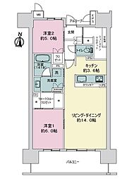 サーパス三輪田町 2LDKの間取図画像