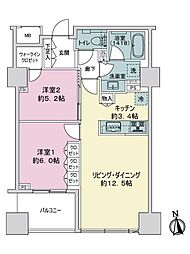 シティタワー宇都宮 2LDKの間取図画像