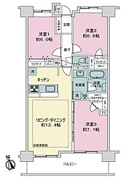 プライムスクエア宇都宮桜 3LDKの間取図画像