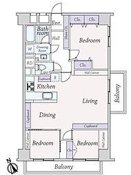 メイツ品川 3LDKの間取図画像