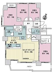 エクセルシオールフラン北18条 4LDKの間取図画像