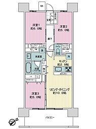 デュオヒルズ盛岡中ノ橋ザ・レジデンス 3LDKの間取図画像