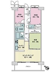 トーカンマンション盛岡駅前プラザ弐番館 3LDKの間取図画像