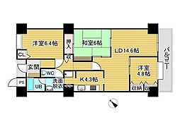 ロイヤルシャトー高丘 3LDKの間取図画像