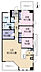 間取り：専有面積90.66m2の3LDK＋WIC。南・東・北の三方角住戸ならではの三面バルコニーと、ゆとりある約18.5畳のLDが魅力です。