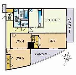 S-FORT警固タワー 3LDKの間取図画像