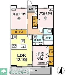 Sinfaria六本松 3LDKの間取図画像