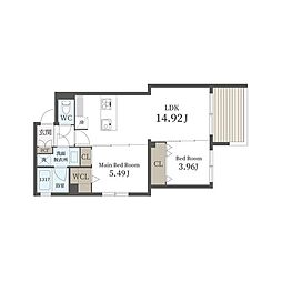 大濠ラテ 2LDKの間取図画像