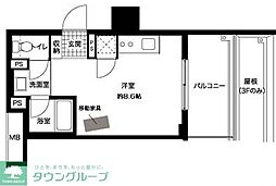 レジディア西新 ワンルームの間取図画像