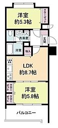 グランパーク天神 2LDKの間取図画像