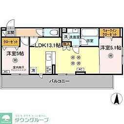 (仮称)DーROOM今宿駅前1丁目 2LDKの間取図画像