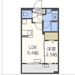 グランフォーレプライム六本松2 1LDKの間取図画像