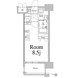 エンクレスト天神LIFE ワンルームの間取図画像
