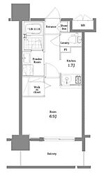 エンクレスト舞鶴2 1Kの間取図画像
