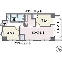 ティ・ファインズ平尾 2LDKの間取図画像