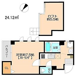 イル・グラッツィア天神南2 1Kの間取図画像