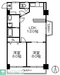 アリエス室見 2LDKの間取図画像