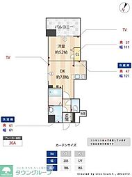 レキシントン・スクエア白金 1DKの間取図画像
