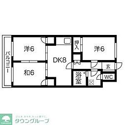 ハイム高宮 3DKの間取図画像