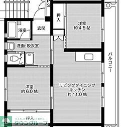 ビレッジハウス今宿3棟 2LDKの間取図画像