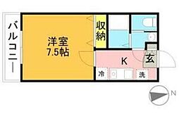 リード桜坂 1Kの間取図画像