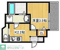 福岡市中央区六本松3丁目アパート 1Kの間取図画像