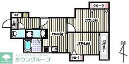 クレイドル藤崎 2DKの間取図画像