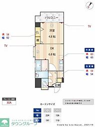 アンジェール高砂 1DKの間取図画像