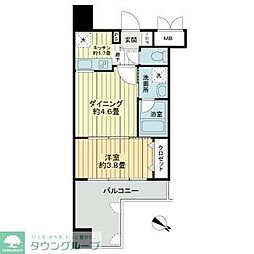 アクタス天神セントラルタワー 1DKの間取図画像