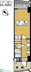 ロイヤル日赤通80 1Kの間取図画像