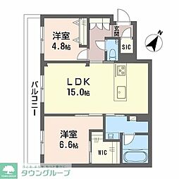 福岡市南区高宮3丁目マンション 2LDKの間取図画像
