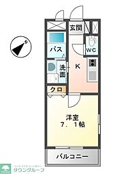 アライブパレス元浜 1Kの間取図画像