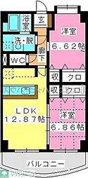 プレミール拾六町 2LDKの間取図画像