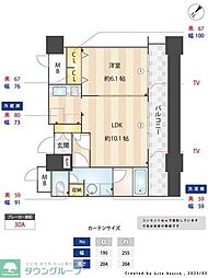 KDXレジデンス大濠ハーバービュータワー 1LDKの間取図画像