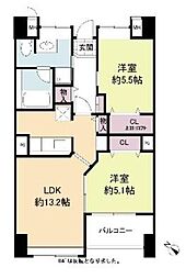 レジディア天神南 2LDKの間取図画像