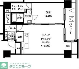 レジディア西新 1LDKの間取図画像