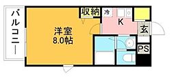 アンピール唐人町 1Kの間取図画像