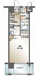 エンクレスト天神3 1Kの間取図画像