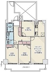 サーパスシティ前原壱番館 3LDKの間取り