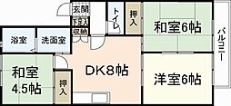 ファミール隈田B 3DKの間取図画像