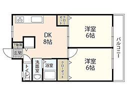 第3広田ビル 4階2DKの間取り
