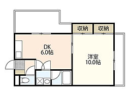 ノーブル芳翠 4階1DKの間取り