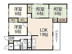 パークハイム霞 4LDKの間取図画像