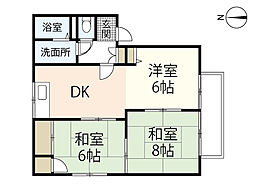 原田ハイツB 3DKの間取図画像